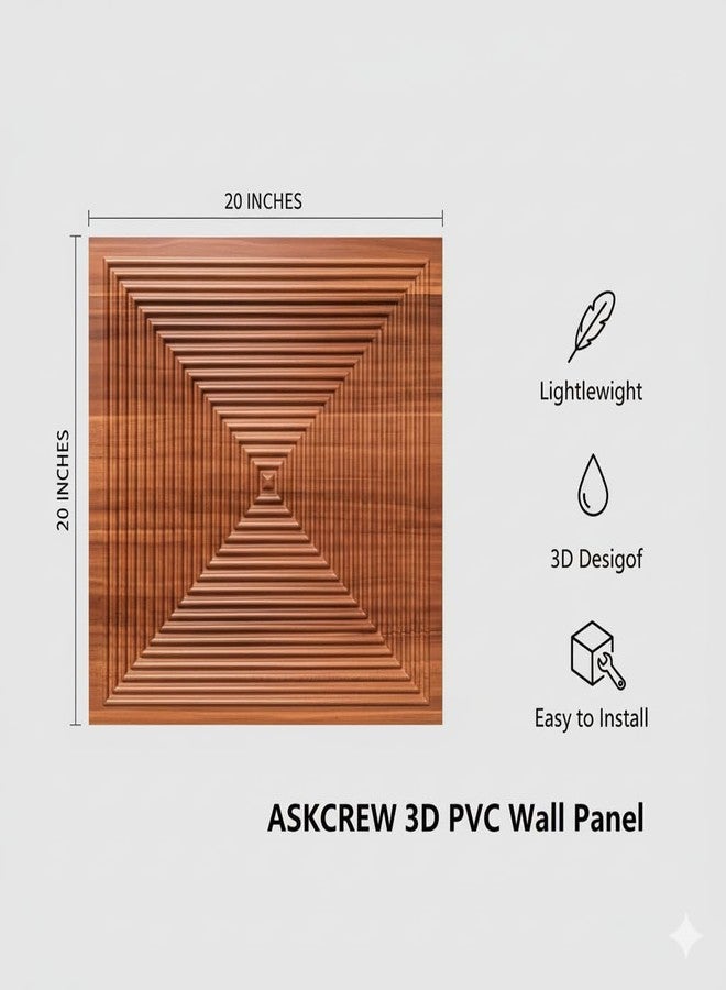 ASKCREW لوحة جدارية ثلاثية الأبعاد من مادة PVC من ASKCREW، مقاس 20×20 بوصة - بنمط مربعات خشبي، غير لاصقة، بلاط جداري مقاوم للماء لغرف المعيشة والمكاتب - Image 5